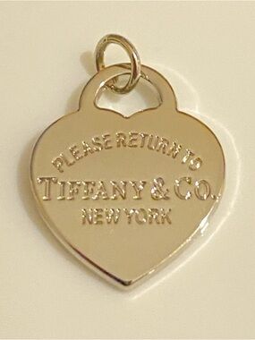 Tiffany Heart Zipper Pull Charm Stamped Silver Tone